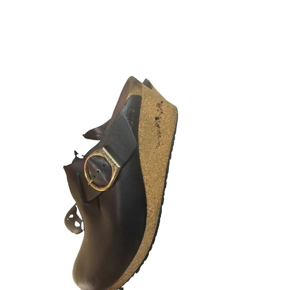 Birkenstock Papillio Fanny Ring Buckle Black Leather Women Size 38